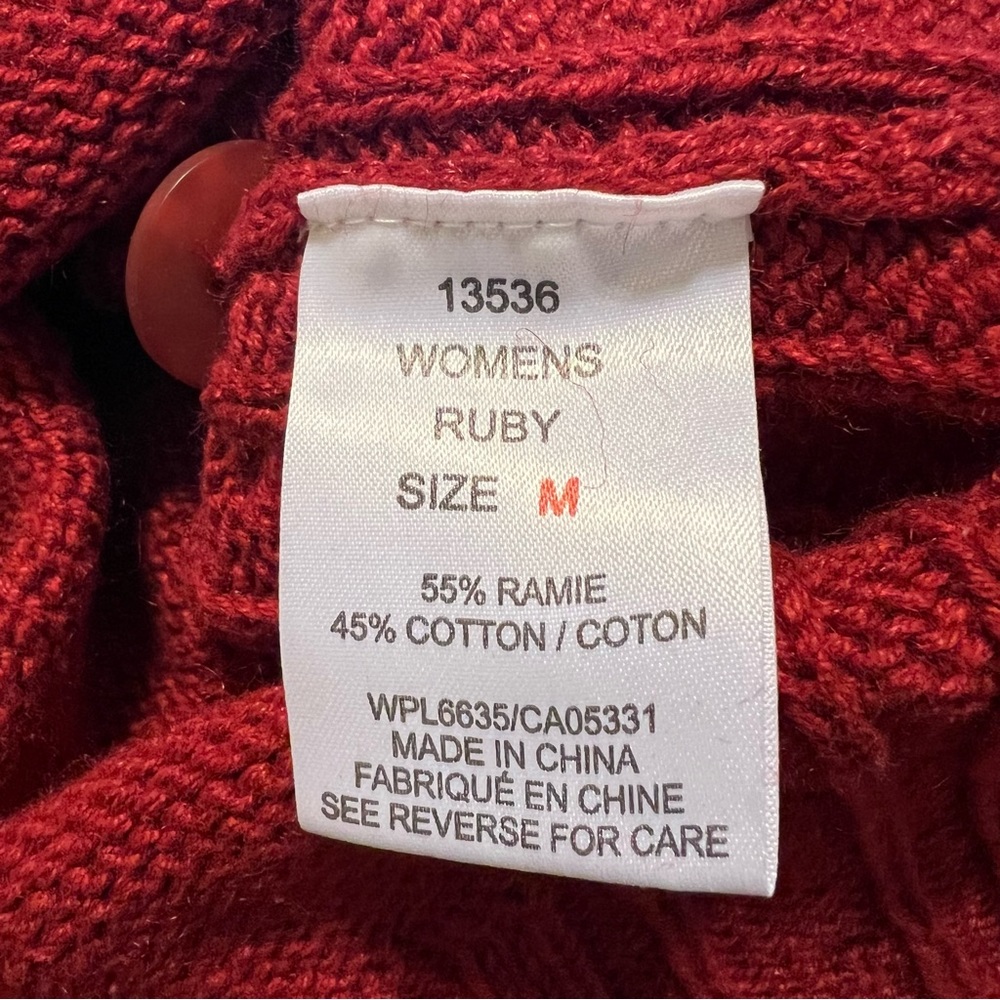 Woolrich Red Side Button Collar Sweater - Size Medium - Picture 5 of 5